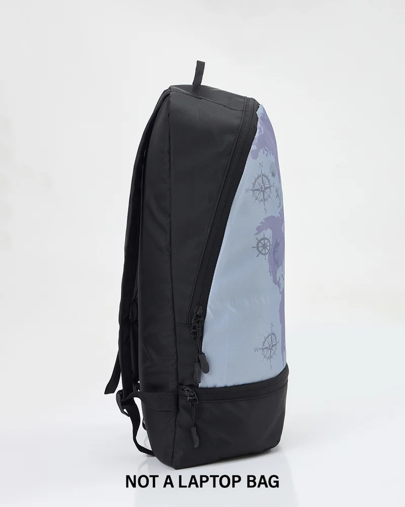 بيواكوف Unisex Grey & Black Always Trippin Printed Backpack